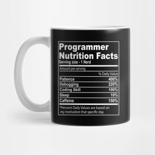 programmer Nutritional Values Funny Nutrition Facts Mug